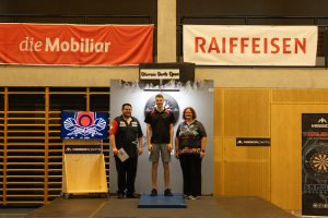 Obersee Darts Open 2024 - Sieger: Stefan Bellmont (Herren), Manuel Schelbert (Jugend) und Fiona Gaylor (Damen)